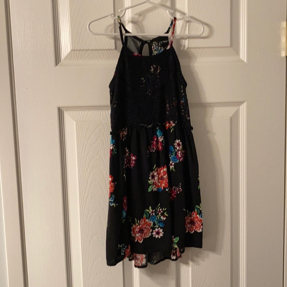 Black Lacy Floral Hi-Lo Dress